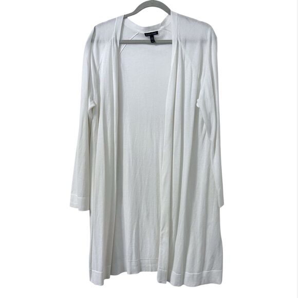 Eileen Fisher Longline Open Front Cardigan Sweater Large Minimalist Modern - Picture 1 of 6